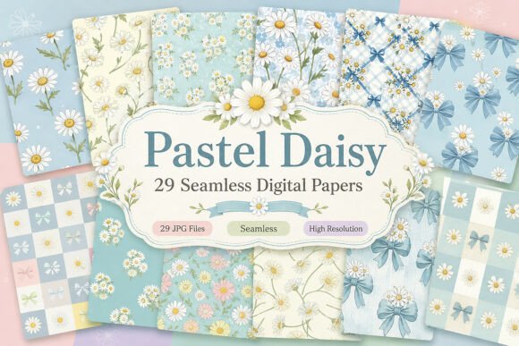 Download Pastel Daisy Seamless Bundle - Seamless bundle Collection