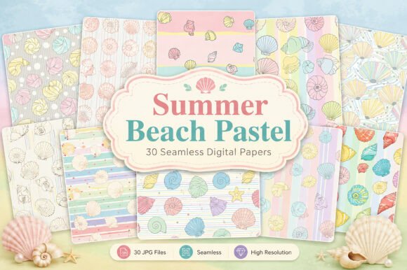 Download Summer Beach Pastel Seamless Bundle - Seamless bundle Collection