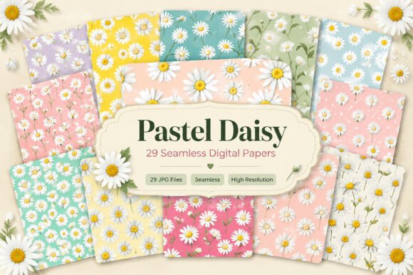 Download Pastel Daisy Seamless Bundle - Seamless bundle Collection