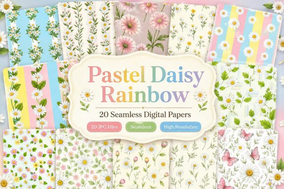 Download Pastel Daisy Rainbow Seamless Bundle - Seamless bundle Collection