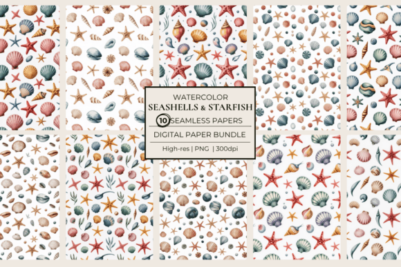 Download Seashells &amp; Starfish Seamless Papers - Star Collection