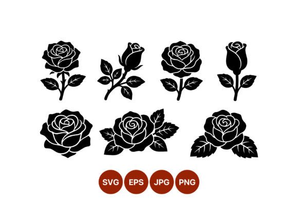 Download Black White Rose Floral Silhouettes - Floral silhouettes Collection