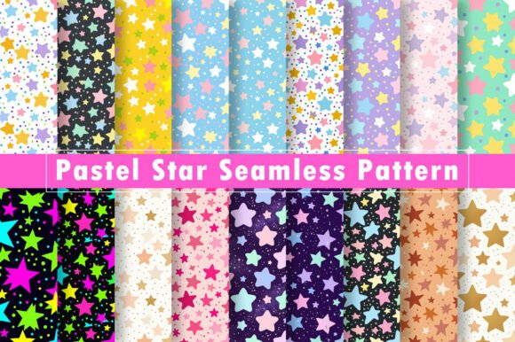 Download Pastel Star Seamless Pattern Bundle - Star Collection