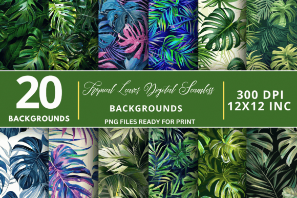 Download Tropical Leaves Digital Seamless Bundle - Seamless bundle Collection