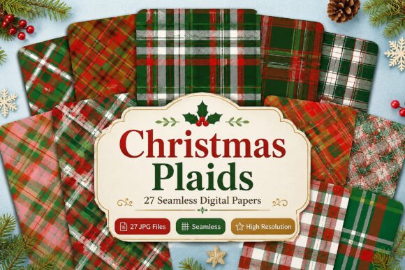 Download Christmas Plaids Digital Papers Bundle - Premium Resources