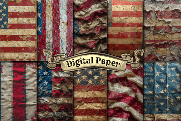 Download Stars and Stripes Grunge Craft Paper - Star Collection
