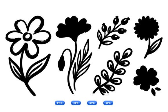 Download Hand Drawn Floral Silhouettes - Floral silhouettes Collection